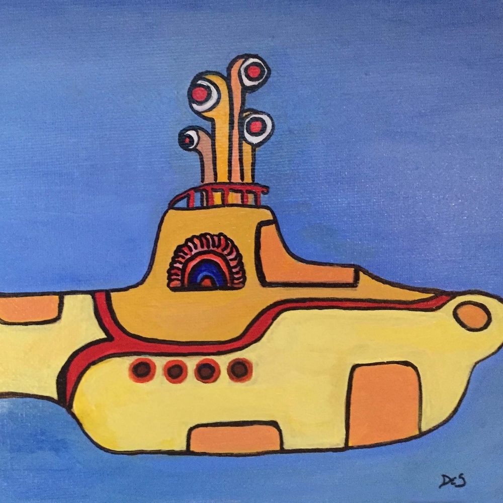 Painting, yellow submarine 8x10